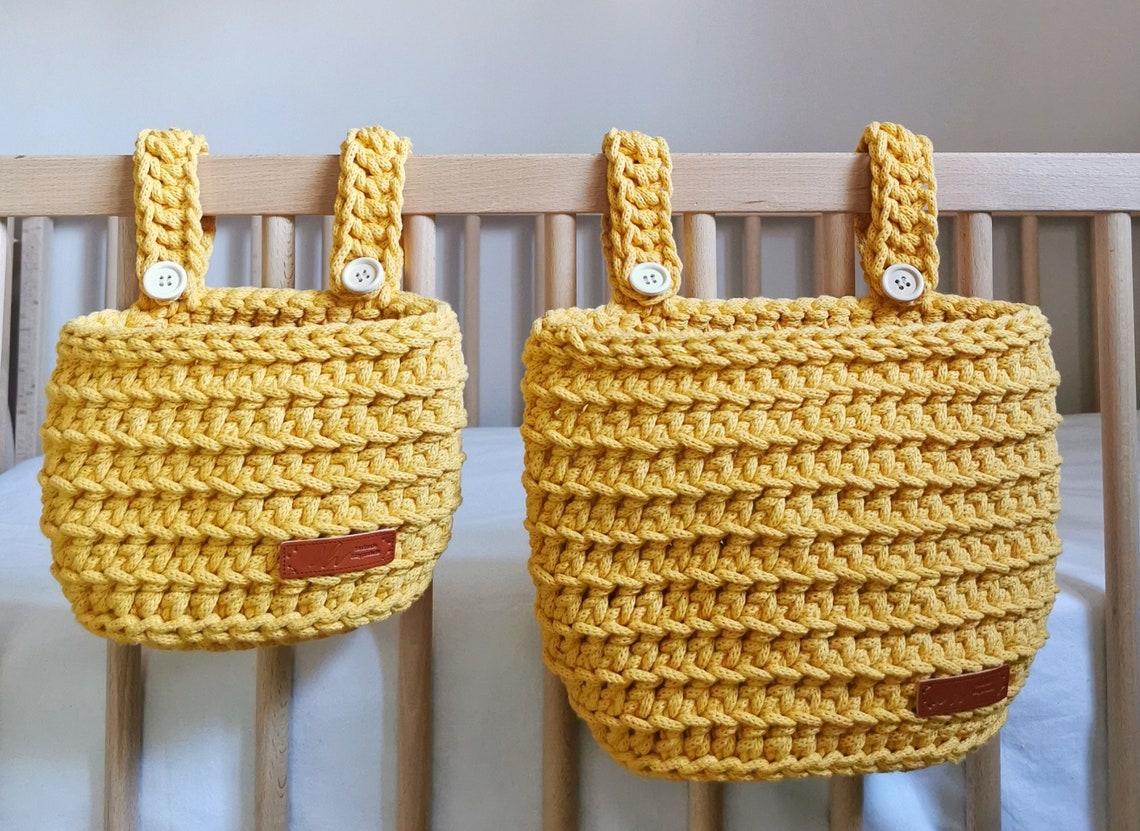 Crib Organizer, Crib Hanging Basket for Baby ,crib Hanging Storage Basket, Toy Pocket Storage