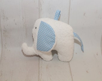 Kuscheltier  Elefant  weiß/blau *Quietscherl*