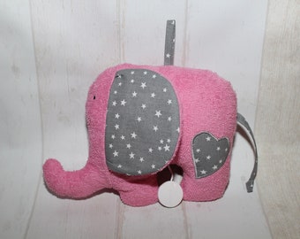 Spieluhr  Elefant  rosa/grau mit WUNSCHSPIELUHR