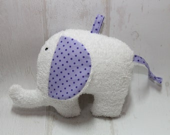 Kuscheltier  Elefant  weiß/lila *Rassel*