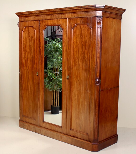 Large Antique Victorian Compactum Wardrobe Mahogany Mirrored Etsy