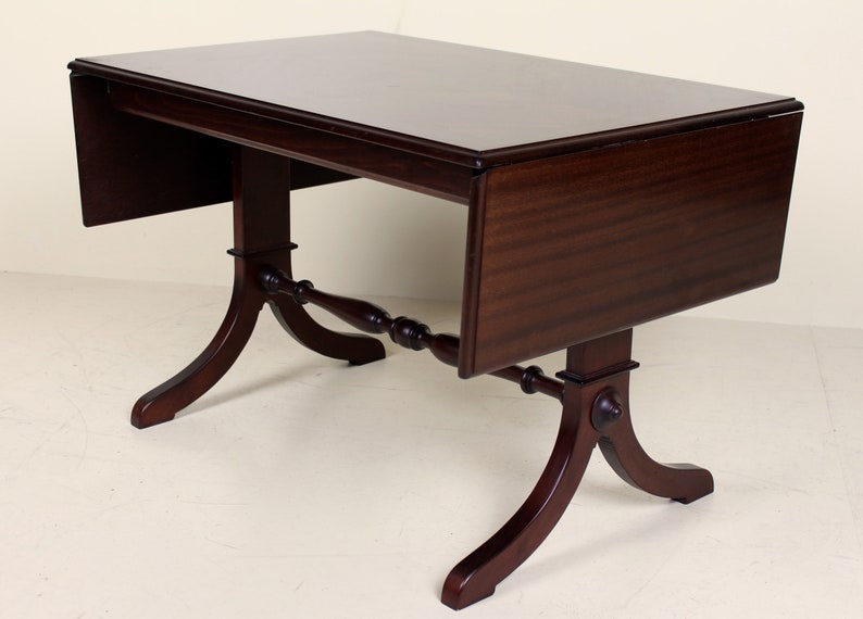 Antique Vintage Mahogany Sofa Table Danish Drop Leaf Folding Antique Vintage Mahogany Sofa Table