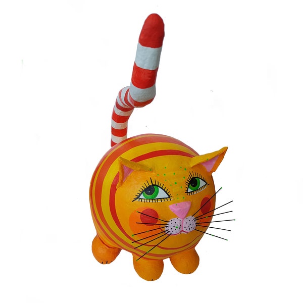 Katze,  h ca 34cm, Pappmache