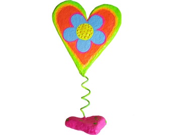 colorful heart, h approx. 17 cm, paper mache