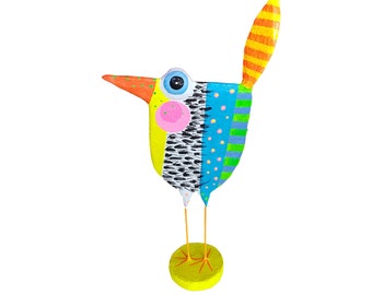 AlbSchnepfe, décoration d'oiseau, figure d'oiseau, h env. 26 cm, papier mâché, peint de manière colorée, accroche-regard, peint à la main, unique Villaazula