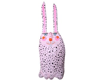 pink Easter bunny, h ca 17 cm, small Easter gift, cardboard, recycling, Easter gift adults, handmade, hand-painted bunny,