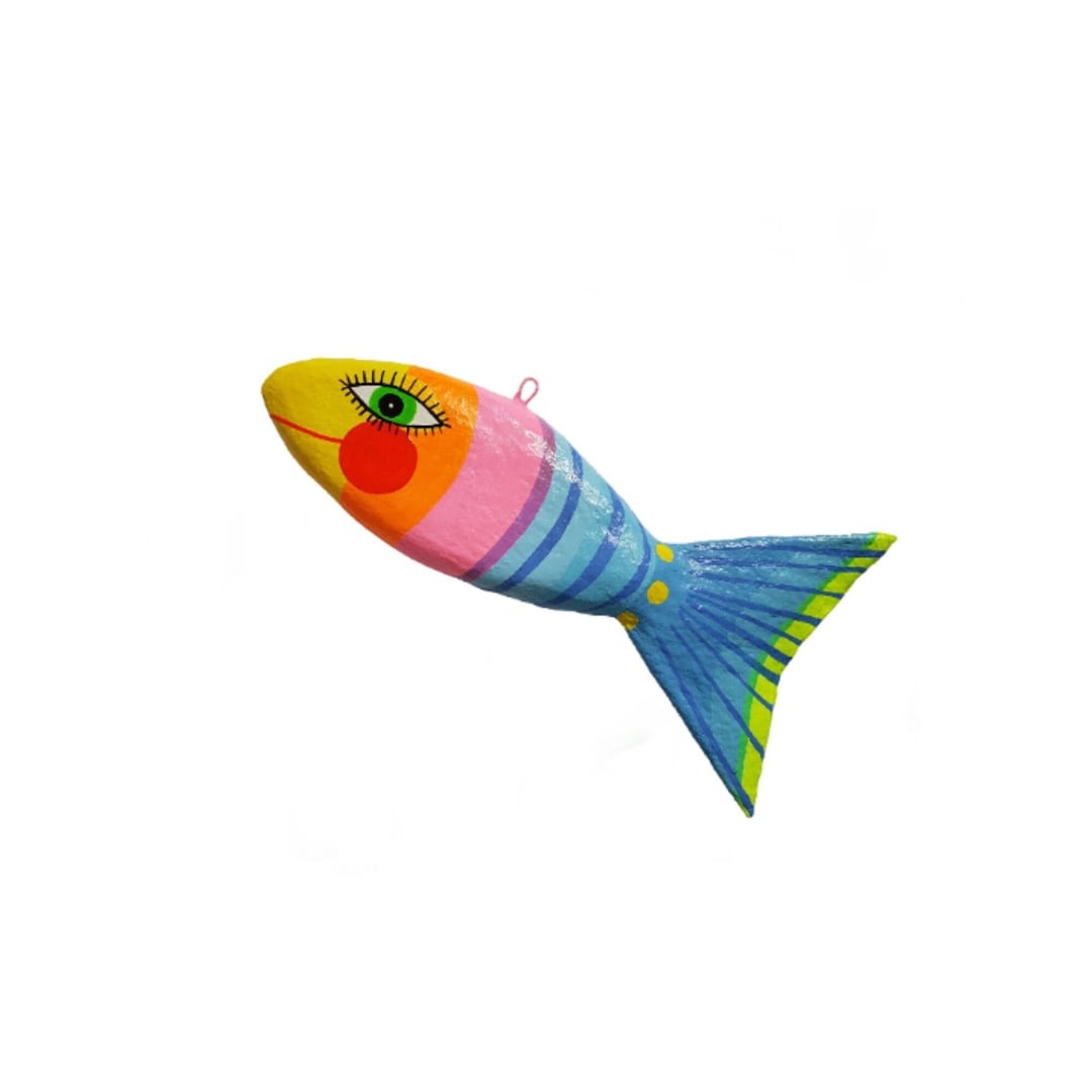 Papier-mâché Fish for Hanging – Handmade, Colorfully Painted, Approx ...