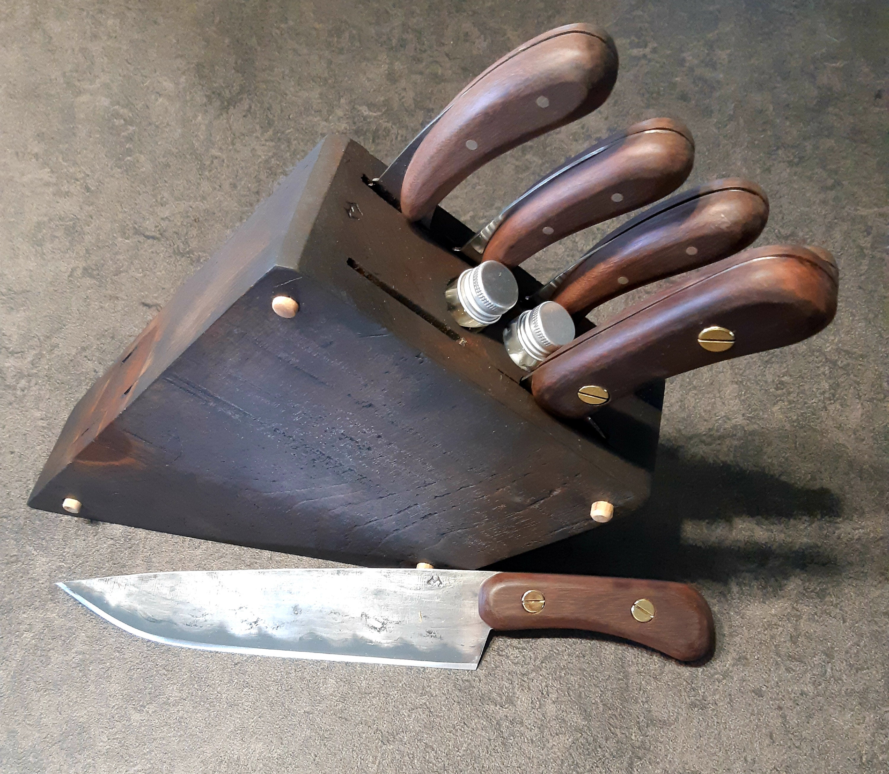 Set of kitchen knives in carbon steel Etsy