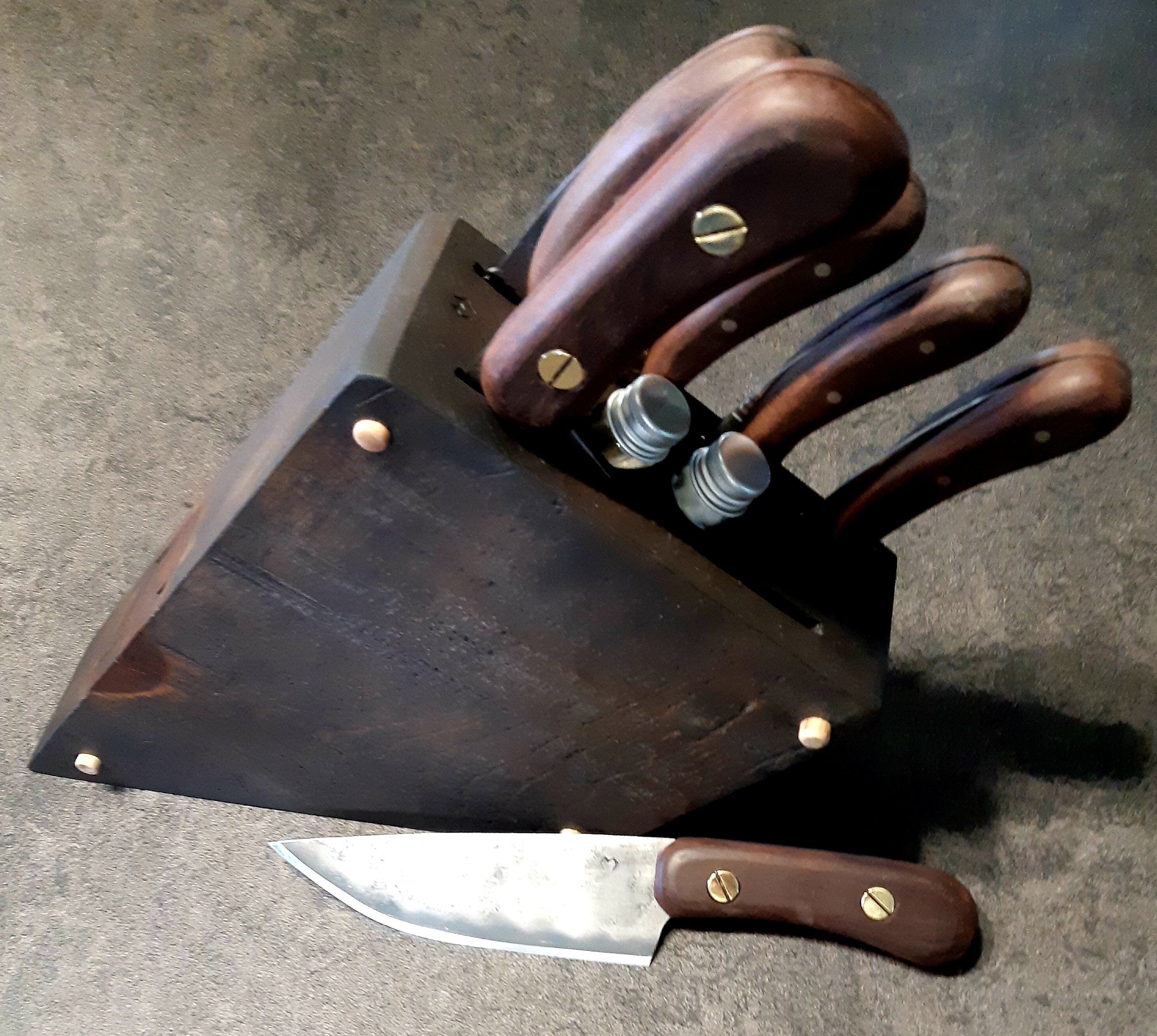 Set of kitchen knives in carbon steel Etsy