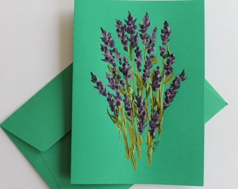 Lavendel, Grußkarte, Original handgemaltes Bild, Acryl auf Papier, Unikat