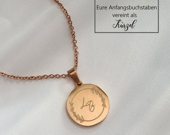 Plättchenkette mit Initialien, Geschenk für Brautjungfern, Namenskette, personalisierte Halskette, individuelle Gravur, Edelstahl vergoldet