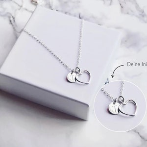 Buchstabenkette mit Herz, Herzkette mit Gravur, Geschenk Trauzeugin, Freundschaftskette, Personalisiert, Initialien Kette, Silberkette