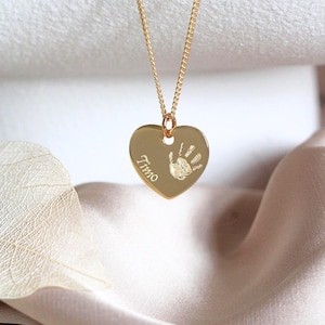 Handabdruck vom Baby Halskette mit Herz Anhänger, Gold/ Silber/ Rosé, besonderes Geschenk, Taufgeschenk, Geschenk zu Geburt Mama, Babyhände