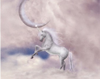 Jersey Panel (19,00 Euro/meter), digital print, cotton, unicorn, moon, clouds, sky, Oeko-Tex