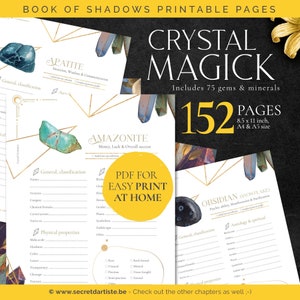 Crystal workbook printable (PDF) - Book of shadow blank pages - blank crystal page - crystal worksheet - grimoire - healing crystals