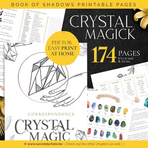 Book of shadows pages: crystals and minerals - BOS sheets, crystal magick, crystal grimoire, crystal correspondence, printable grimoire page