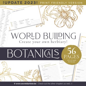 Fantasy world building worksheets Botanicals (PDF) for authors and writers - novel planner - novel journal - novel planning template