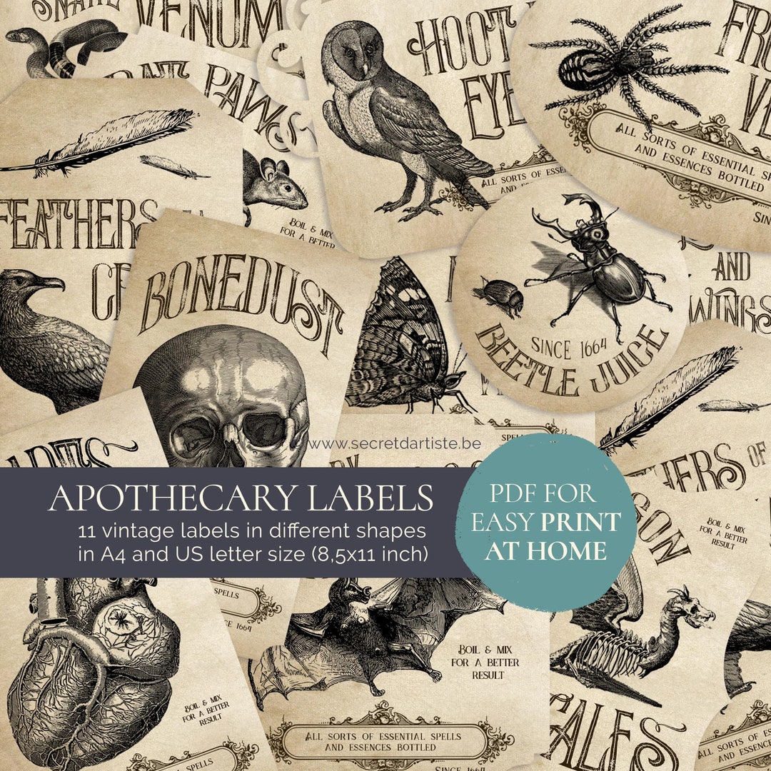 Halloween Apothecary Jar Labels Printable PDF Vintage Etsy