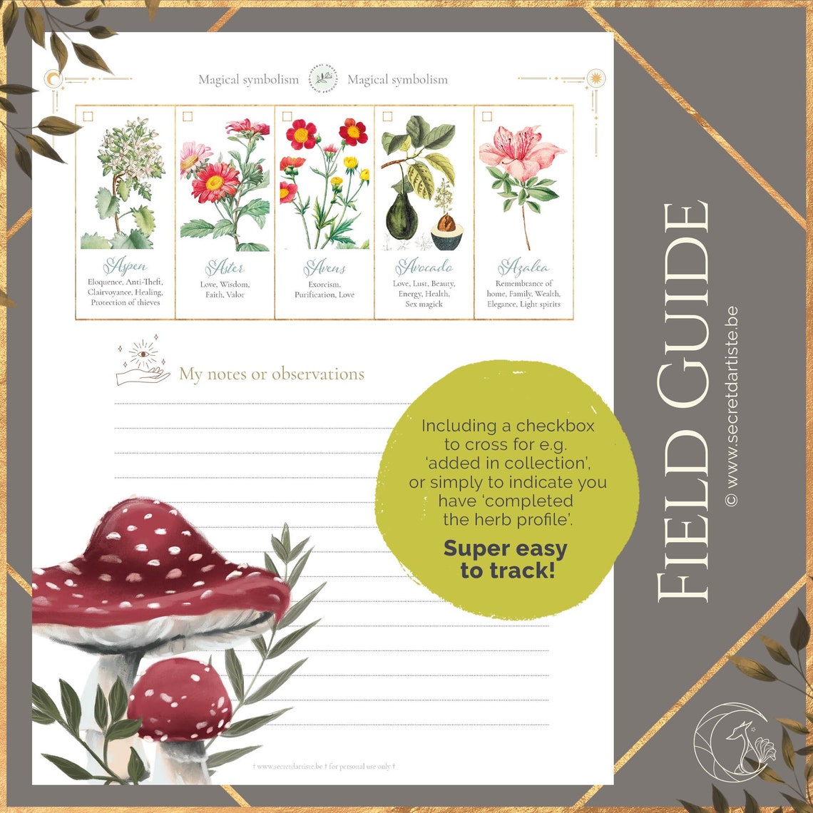 Botanical Field Guide Printable PDF and Workbook With Etsy