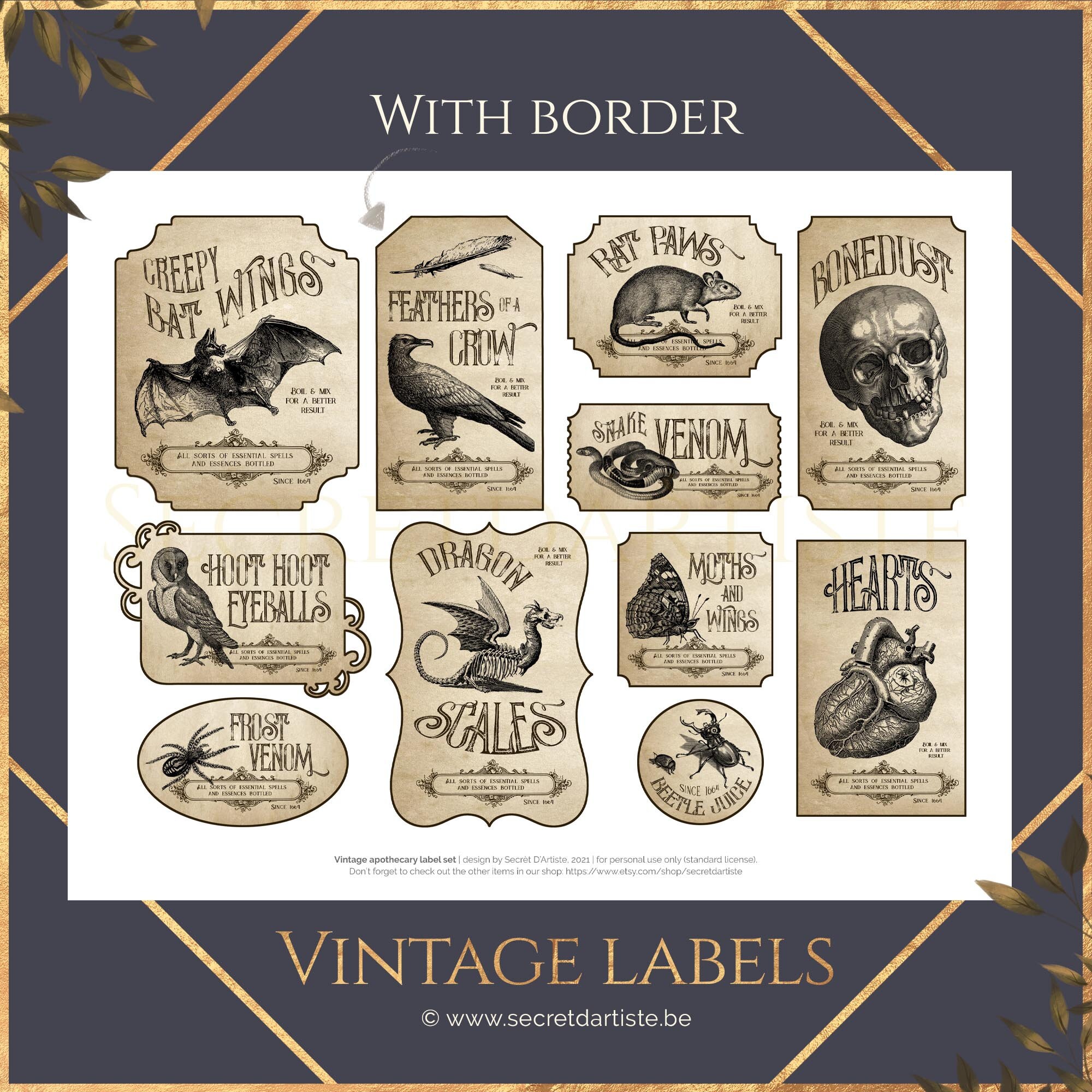Halloween Apothecary Jar Labels Printable PDF Vintage Etsy