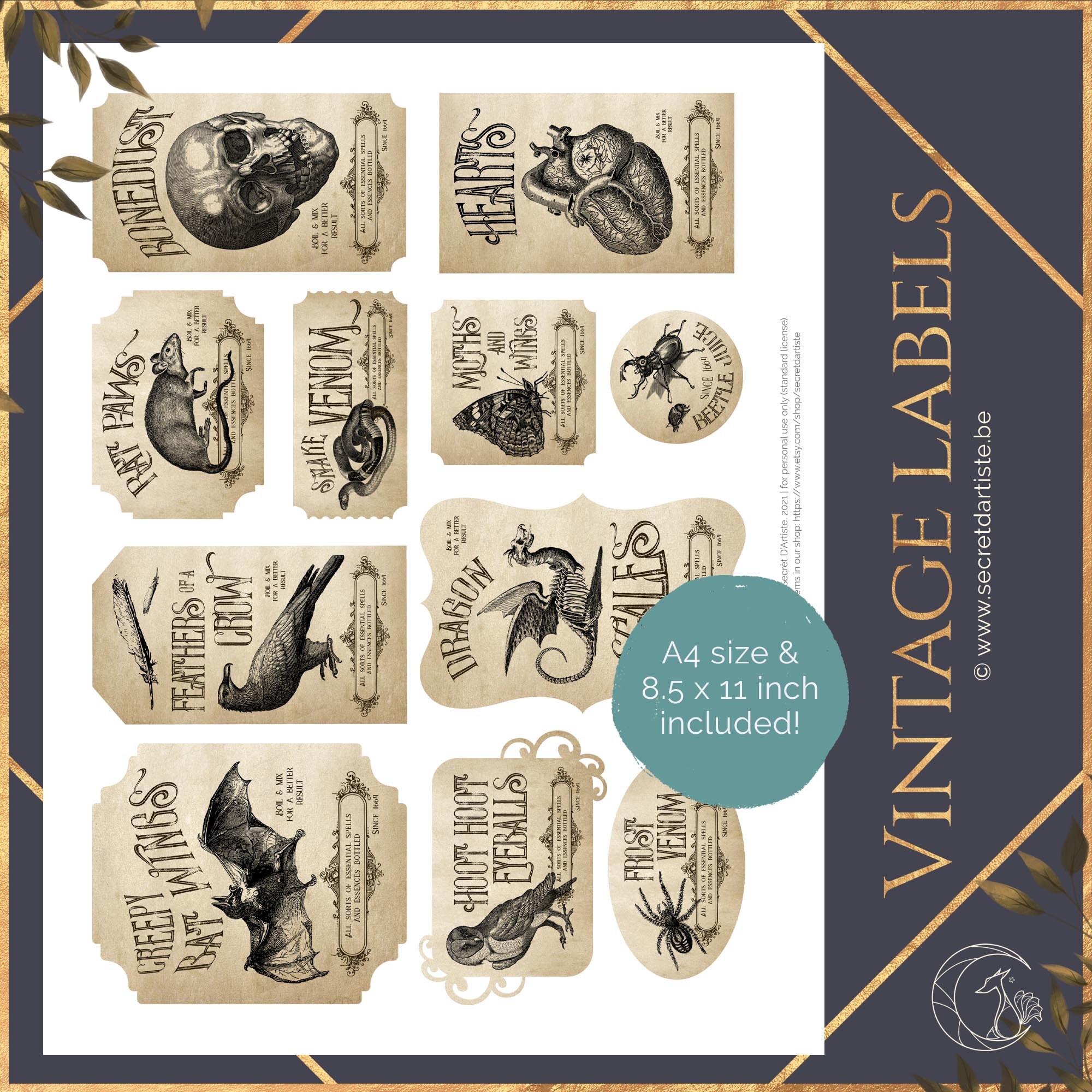 Halloween Apothecary Jar Labels Printable PDF Vintage Etsy