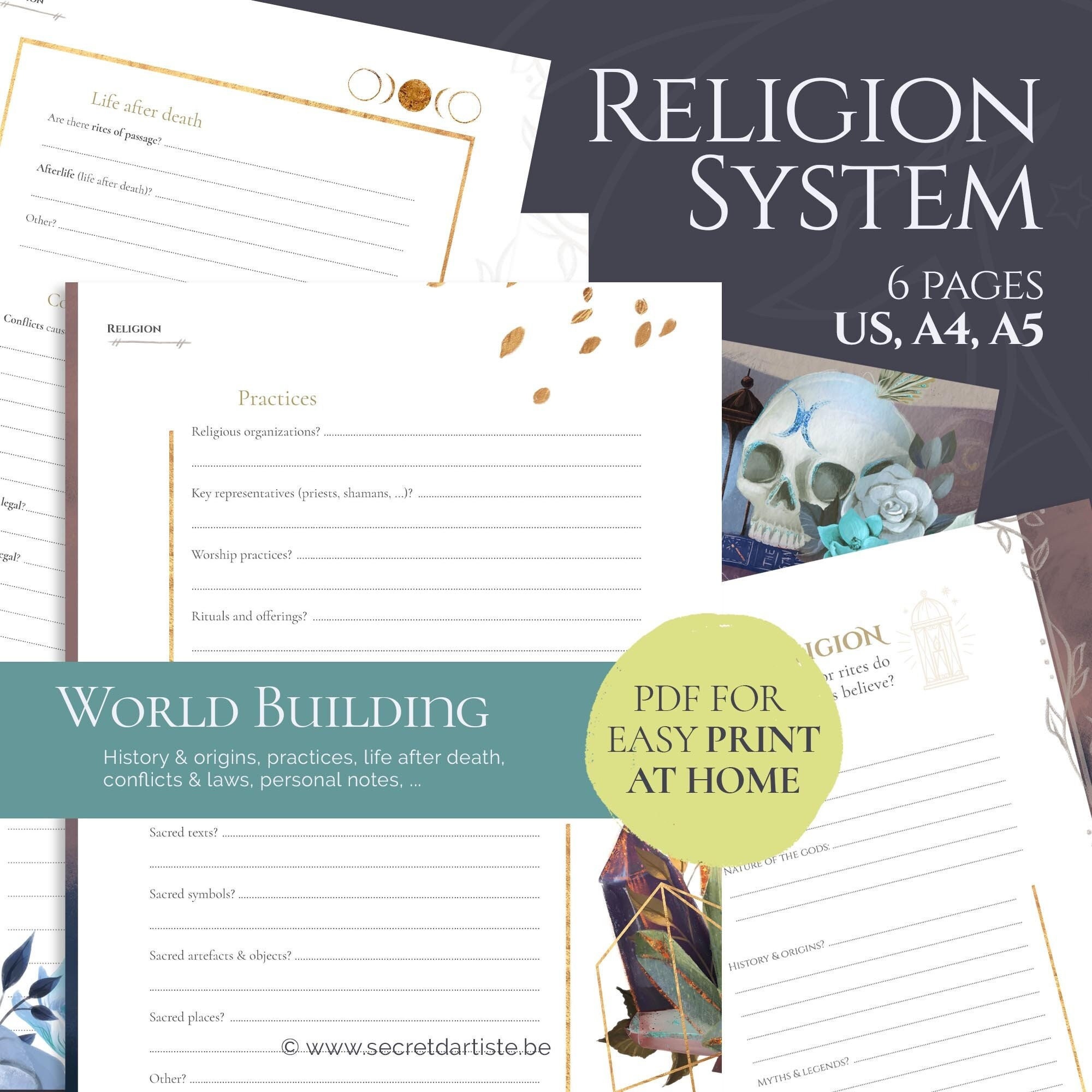 fantasy world building worksheets religion pdf for authors etsy