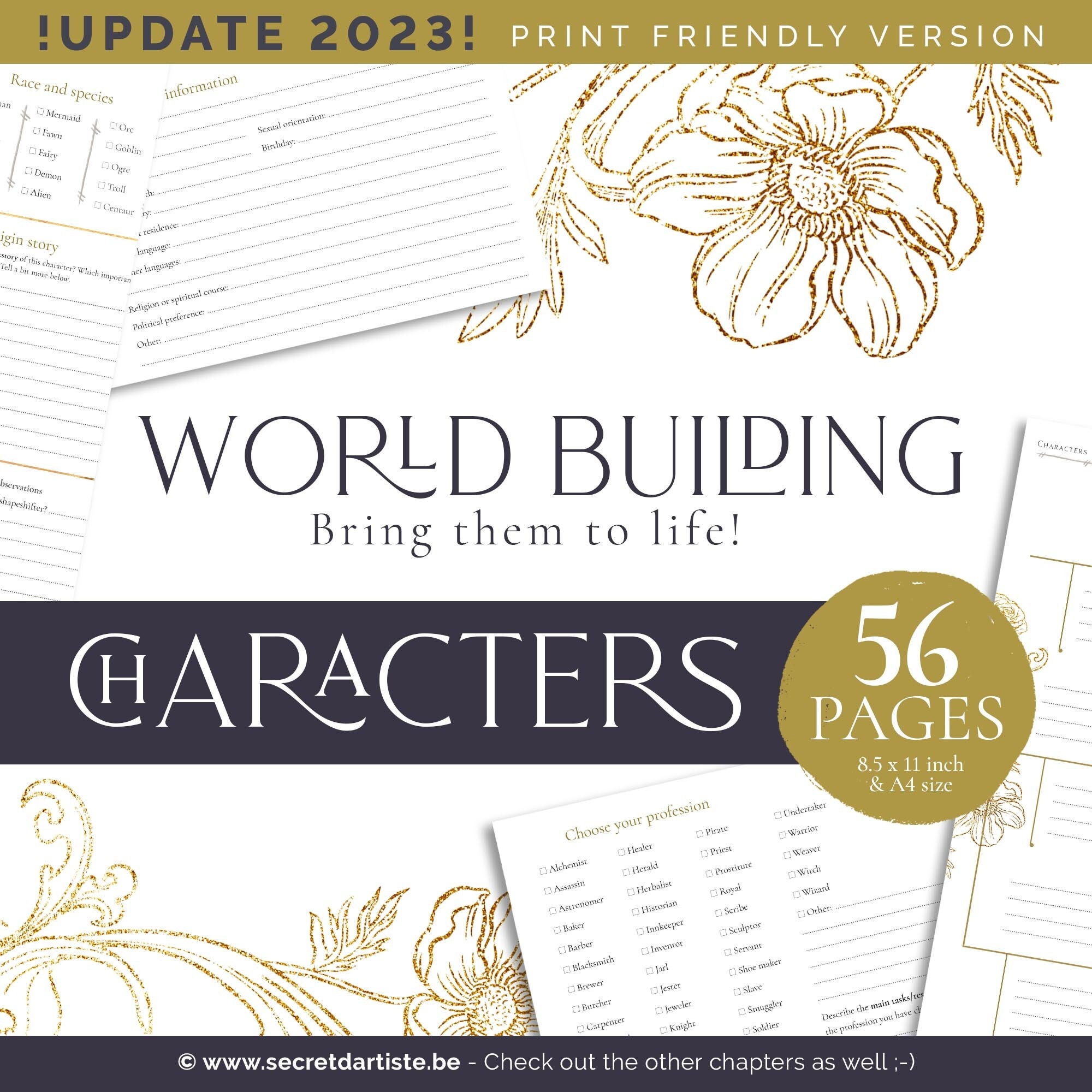 Fantasy World Building Worksheets Character Design PDF for - Etsy