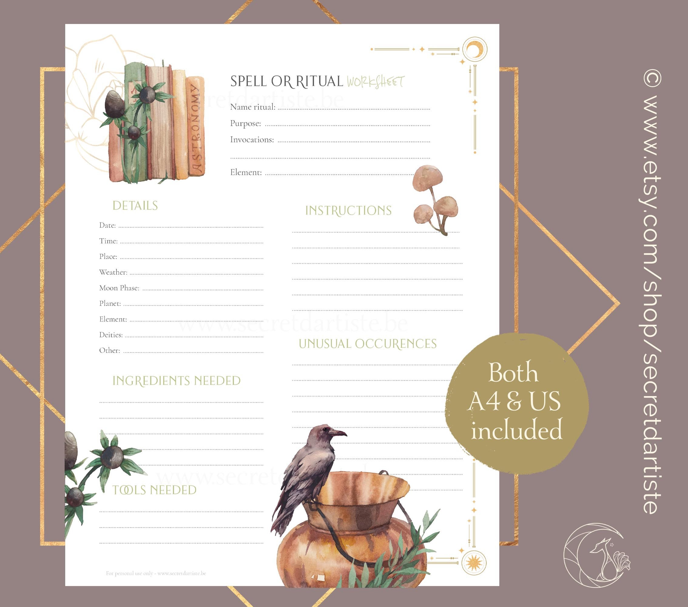 Spell and Rituals Printable Book of Shadows Printable Pages - Etsy