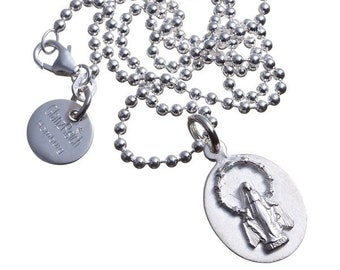 Patron saint / Madonna with engraving + chain in 925 silver, Madonna pendant, christening gift, lucky charm, talisman