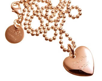 Heart pendant with engraving on ball chain (domed and solid) 925 silver gold plated, with individual engraving, rose gold, yellow gold, white gold