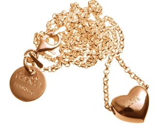 delicate heart, silver gold-plated, engraving, necklace