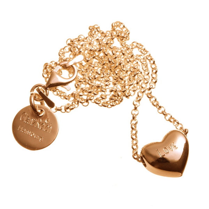 delicate heart, silver gold-plated, engraving, necklace image 1