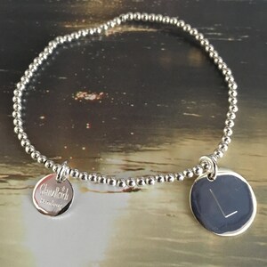Ball bracelet with engraving plate 925 silver elastic, custom engraving, name bracelet, friendship bracelet, charm bracelet, ID bracelet, image 4