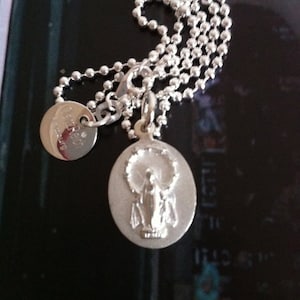 Patron saint / Madonna with engraving chain in 925 silver, Madonna pendant, christening gift, lucky charm, talisman image 3