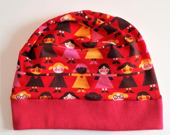 Beanie Mütze Gr.50 Friends rot rosa