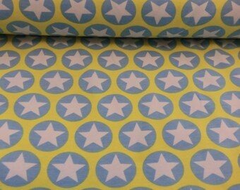 Organic stretch jersey Maxi-Stars yellow blue