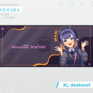 Hololive English HoloMyth VTuber Ninomae Ina&#39;nis XL Deskmat Playmat