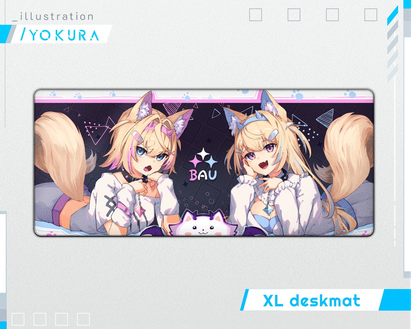 ホロライブ 英語アドベント VTuber ふわもこ XL デスクマット