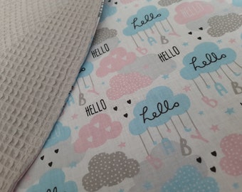 Baby Blanket Reversible Blanket Crawler Blanket Waffle Piqué Gift Birth 70 x 100 cm Handmade Clouds