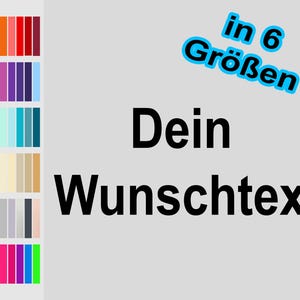 Könnte beinhalten: Eine Grafikdesign-Vorlage mit dem Text "Dein Wunschtext" in Schwarz und "in 6 Größen" in Blau mit weißem Rand. Der Text befindet sich auf einem hellgrauen Hintergrund.