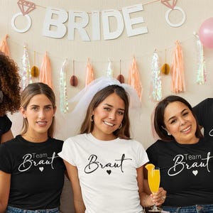 Braut und Team Braut für den JGA Individuelle Geschenke zum Jungesellinenabschied! Personalisierte Bügelbilder Brautparty Sonderanfertigung
