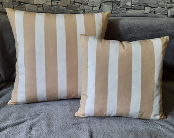 Kissenhülle Streifen Beige Weiß Dekokissen Couchkissen Wohndeko Designer Stoff von Heco