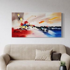 ABSTRACT PAINTING 100% handmade, painting on canvas with wooden frame, ready to hang, modern, colorful, contemporary design