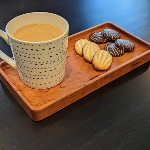 Rectangle Wood Tray, Soft Corners, Valet Tray, Catch All, Food Safe Serving Tray, Solid Hardwood