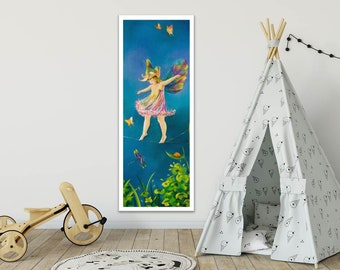 Bild, Kinderbild, Kinderzimmer, Kunst, Wandbild, Poster 90x30cm, Elfe