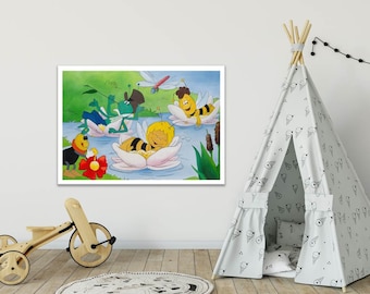 Picture, children's picture, children's room, art, mural, poster 60 x 40 cm, Maya the Bee