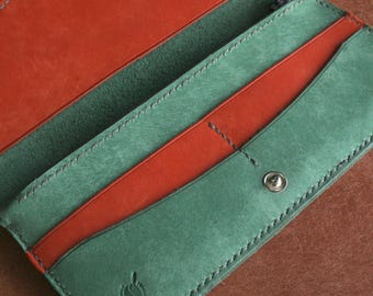 Portemonnee met ritssluiting, dunne leren portemonnee, minimalistische portemonnee, gepersonaliseerd – Pour