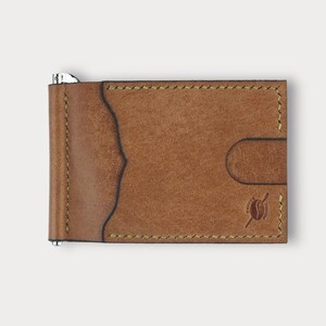 Slim Leather Money Clip Wallet – Handmade – Card & Cash Holder – Compact , Custom Gift – Steam