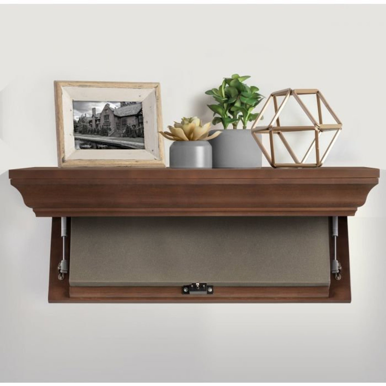 Ace Medium Floating Concealment Shelf in Brown Finish w/ RFID Etsy