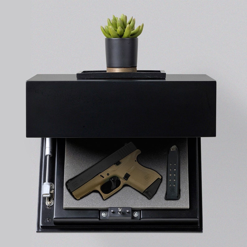 Alpha Small Floating Concealment Shelf in Black Finish W/ RFID Etsy